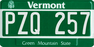 VT license plate PZQ257
