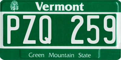 VT license plate PZQ259