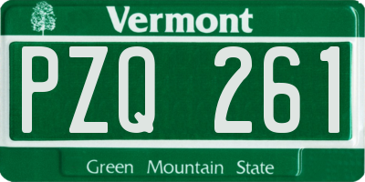 VT license plate PZQ261
