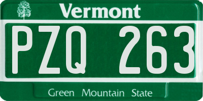 VT license plate PZQ263