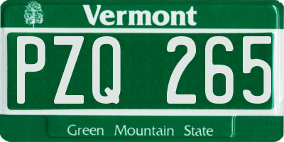 VT license plate PZQ265