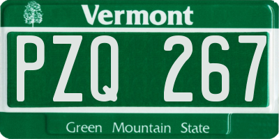 VT license plate PZQ267