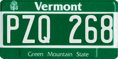 VT license plate PZQ268