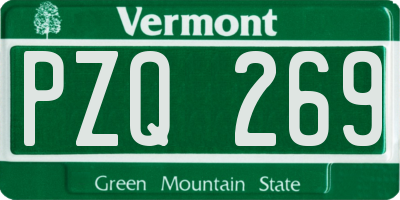 VT license plate PZQ269