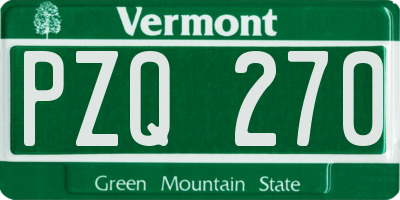 VT license plate PZQ270