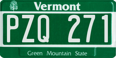 VT license plate PZQ271