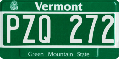 VT license plate PZQ272