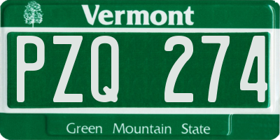 VT license plate PZQ274