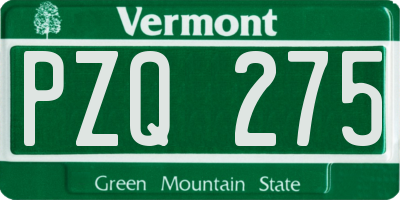 VT license plate PZQ275