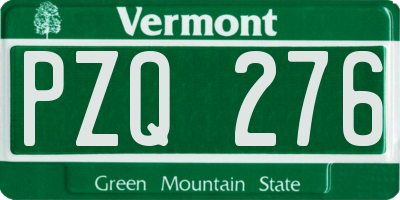 VT license plate PZQ276