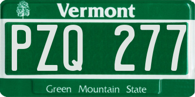 VT license plate PZQ277