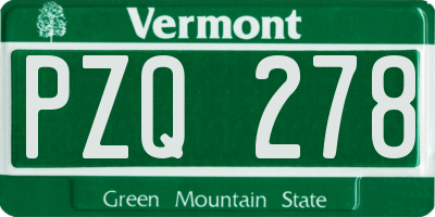 VT license plate PZQ278