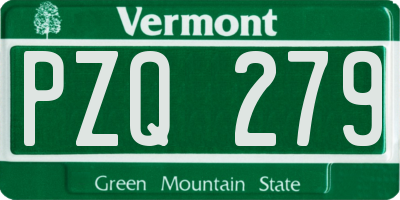 VT license plate PZQ279