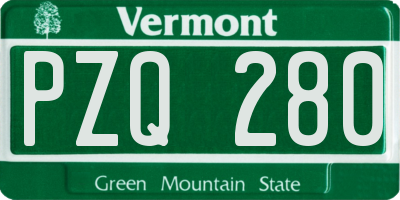VT license plate PZQ280