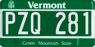 VT license plate PZQ281