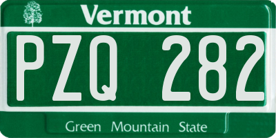 VT license plate PZQ282