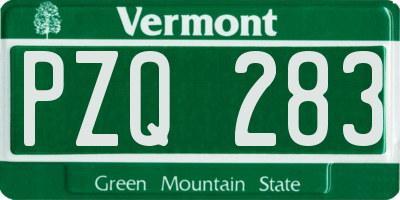 VT license plate PZQ283