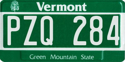 VT license plate PZQ284