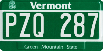 VT license plate PZQ287