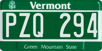 VT license plate PZQ294