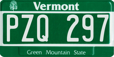 VT license plate PZQ297