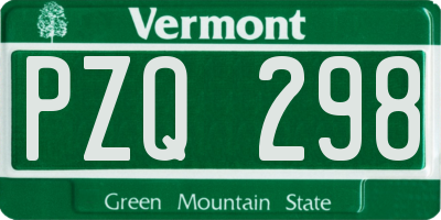 VT license plate PZQ298