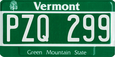 VT license plate PZQ299