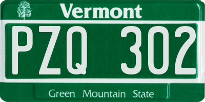 VT license plate PZQ302