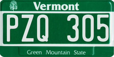 VT license plate PZQ305