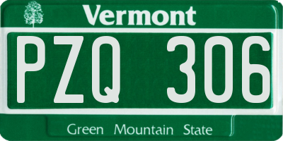 VT license plate PZQ306