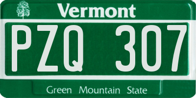 VT license plate PZQ307