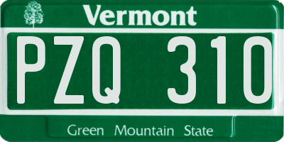 VT license plate PZQ310