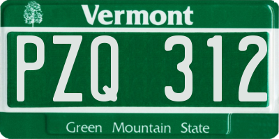 VT license plate PZQ312