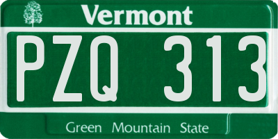 VT license plate PZQ313