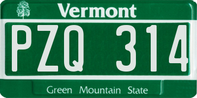 VT license plate PZQ314