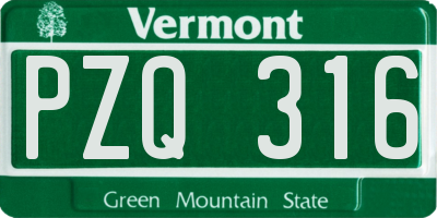 VT license plate PZQ316