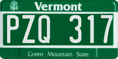 VT license plate PZQ317