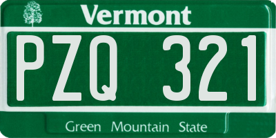 VT license plate PZQ321