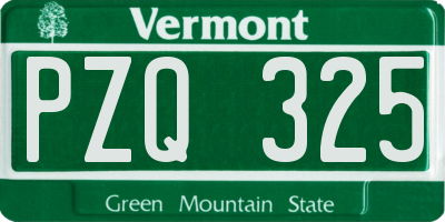 VT license plate PZQ325