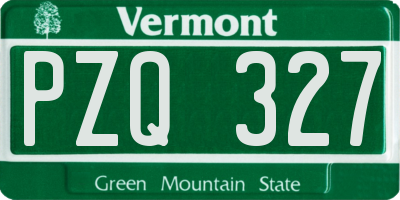 VT license plate PZQ327