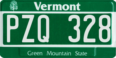 VT license plate PZQ328