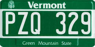 VT license plate PZQ329