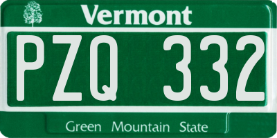VT license plate PZQ332