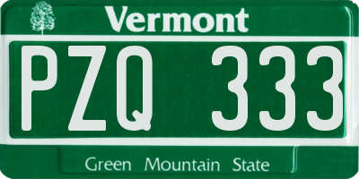 VT license plate PZQ333