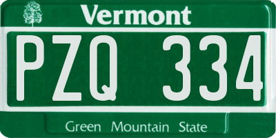 VT license plate PZQ334