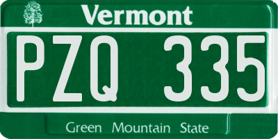 VT license plate PZQ335