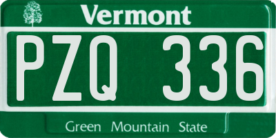 VT license plate PZQ336