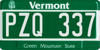 VT license plate PZQ337