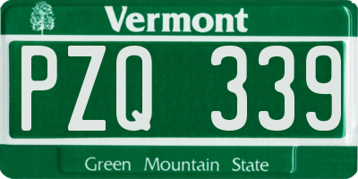 VT license plate PZQ339