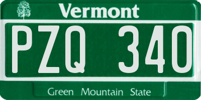 VT license plate PZQ340